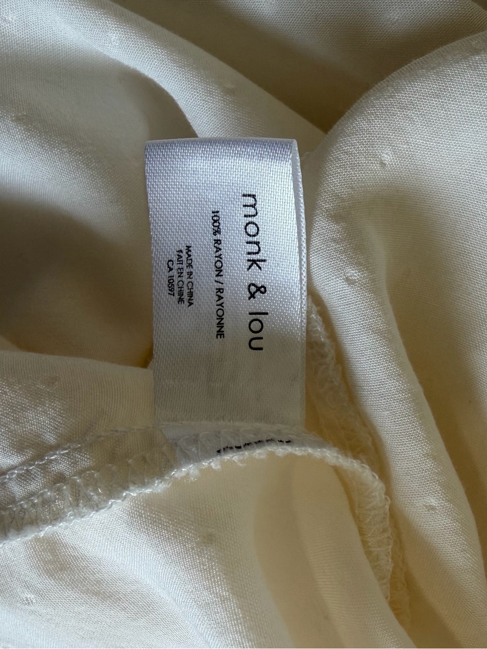 Monk & Lou Cream Swiss Dot Babydoll Dress V-Neck Balloon Sleeve Boho Ivory Small - Picture 6 of 8